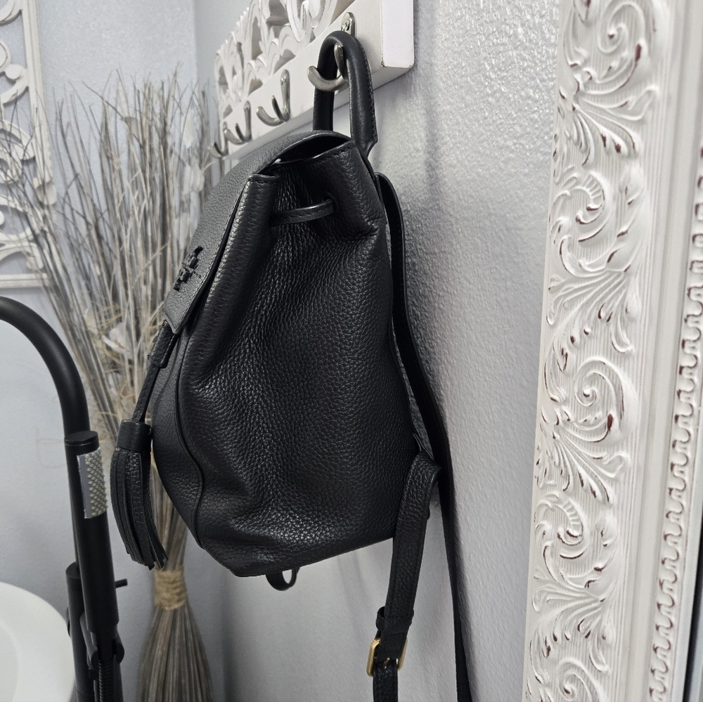 Tory Burch Mcgraw Black Leather Backpack with Tassel - Picture 5 of 16